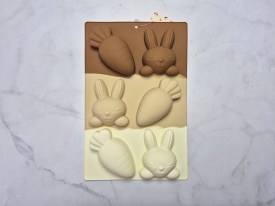 Molde silicona tricolor 3 zanahoria 3 conejos